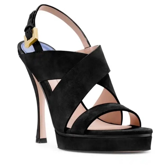 Stuart Weitzman Shoes - Stuart Weitzman The Hester Sandal Black Suede